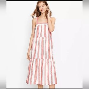 Loft Stripe Tiered Vertical‎ Stripe Sleeveless Square Neck Maxi Dress